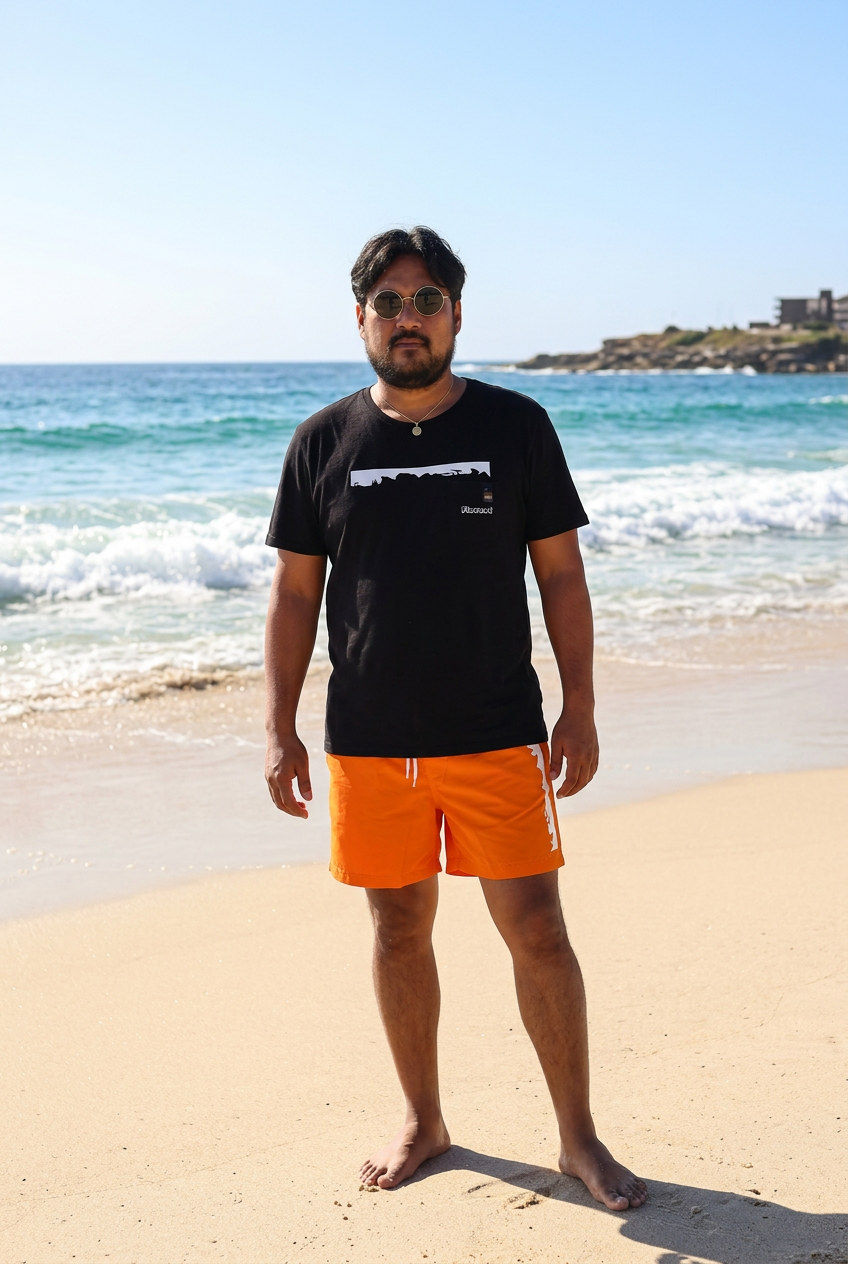 Short de bain orange